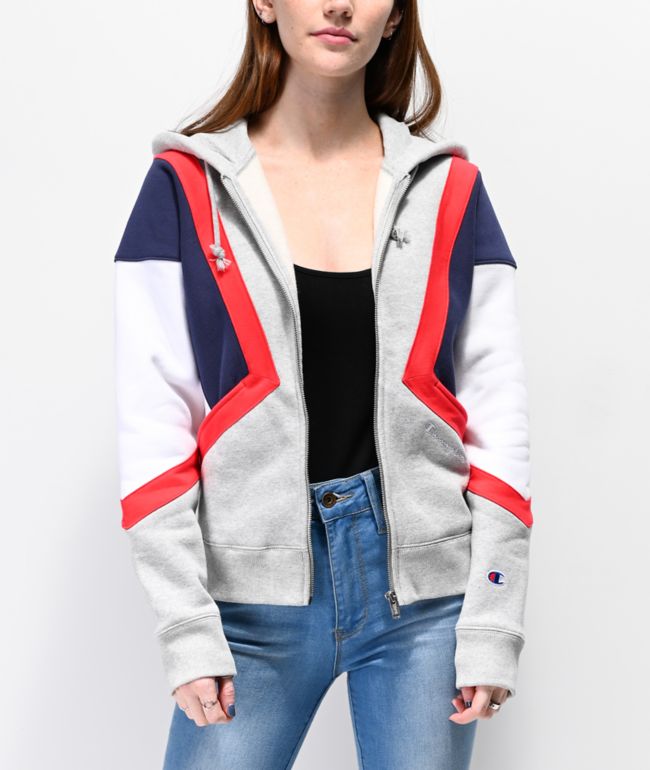 Champion red white and blue hoodie deals