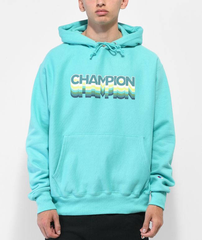 Champion Reverse Weave Multi Logo sudadera con capucha verde azulada