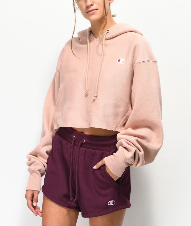 Champion Reverse Weave Tan Crop Hoodie