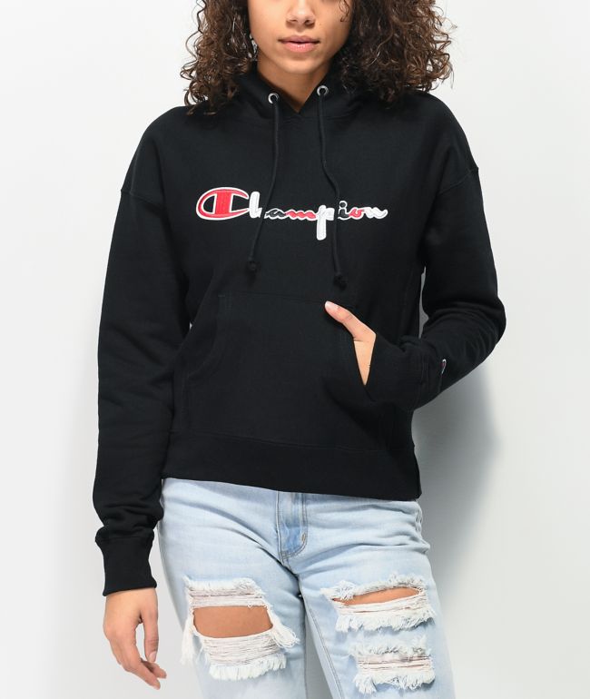 Black and red champion hoodie 2025