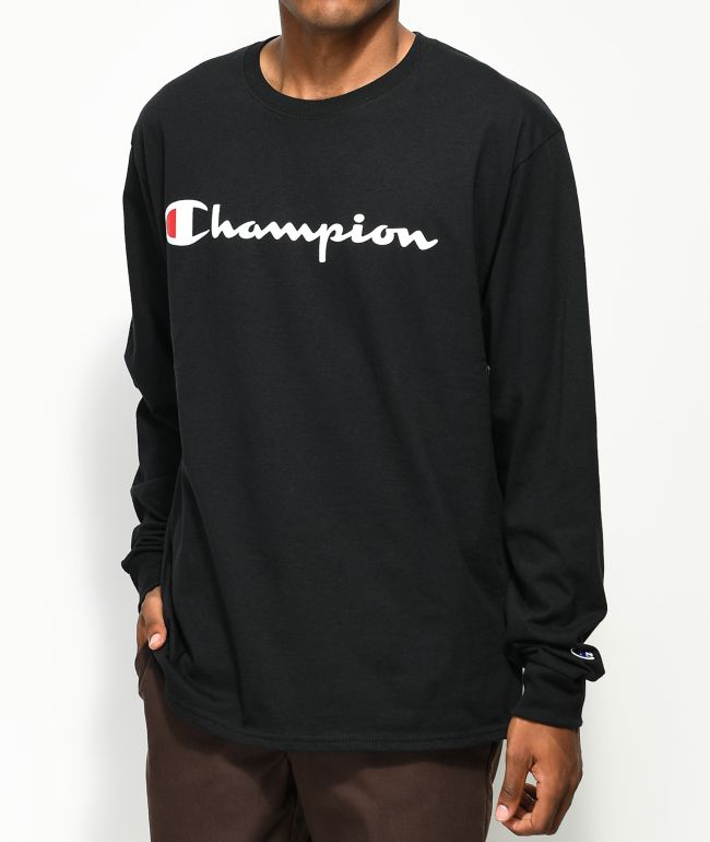 Black champion long sleeve t shirt clearance
