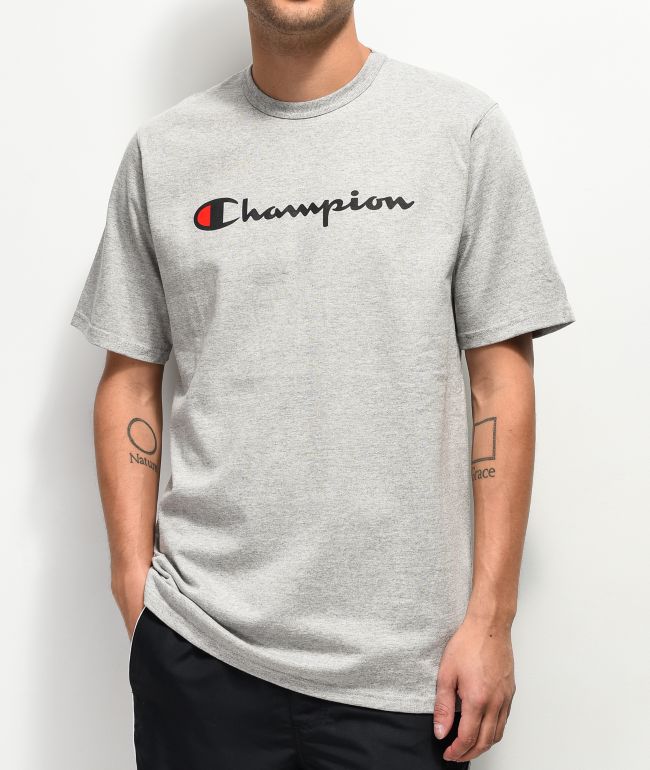 flod Mængde af forsigtigt Champion Script Heather Grey T-Shirt | Zumiez