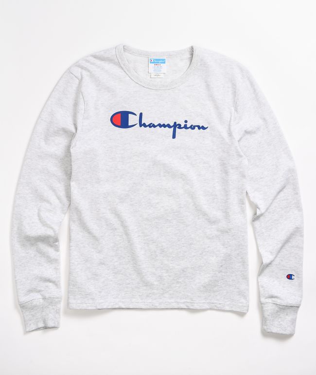 champion white script tee