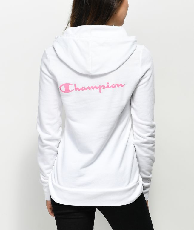 champion script hoodie white