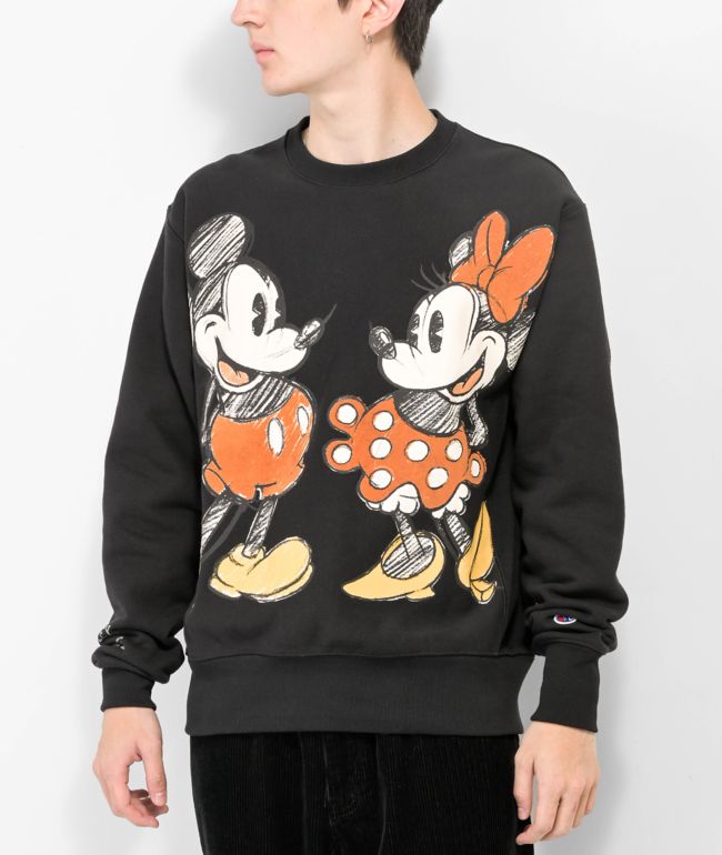 Champion x Disney Mickey & Minnie Black Crewneck Sweatshirt