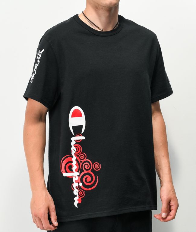 vandtæt Modstand designer Champion x Naruto Hidden Leaf Black T-Shirt