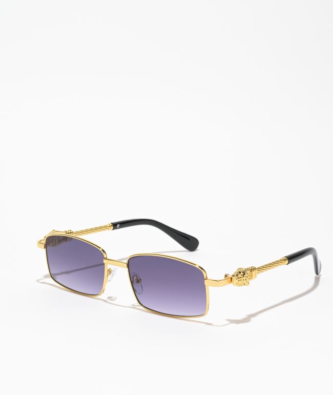 Chunky Metal Braided Leopard Gold Sunglasses