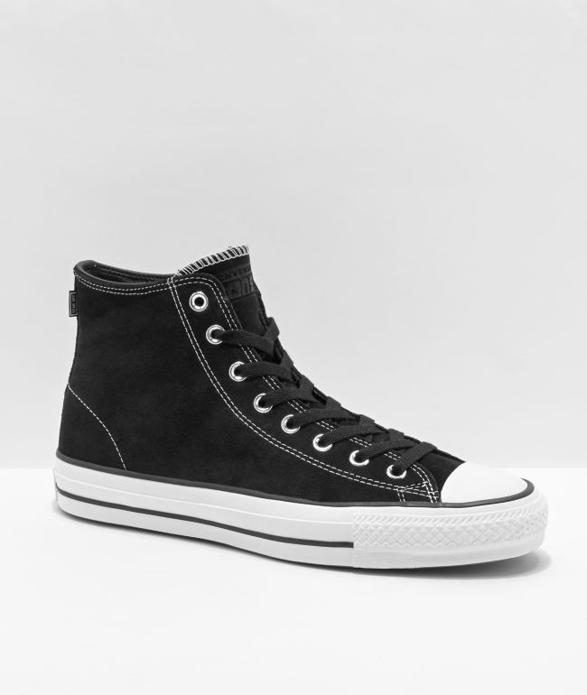 Converse Chuck Taylor All Star Pro Hi Black & White Suede Skate Shoes