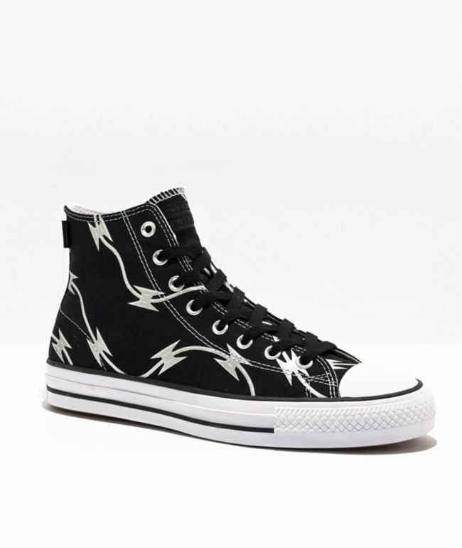 Converse Chuck Taylor All Star Pro Razor Wire Black & Silver High Top Skate Shoes