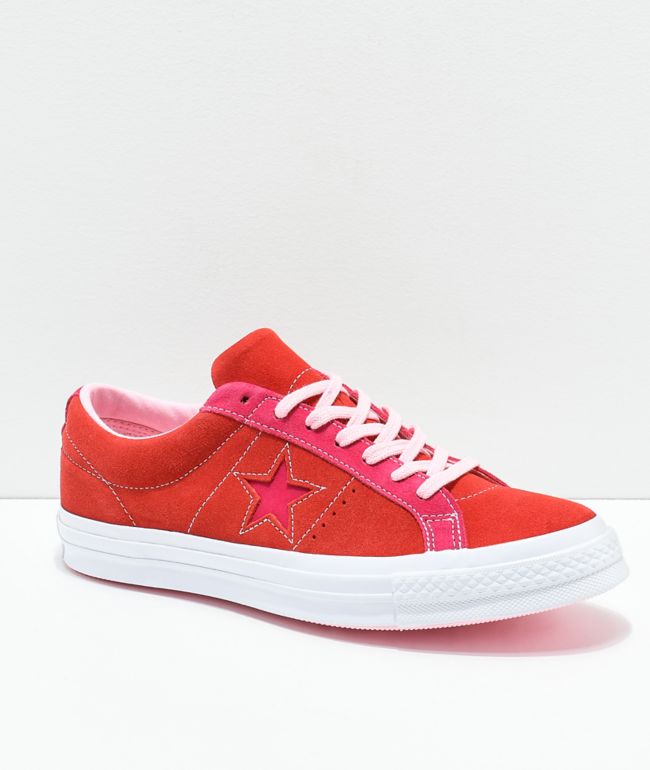 converse red suede one star