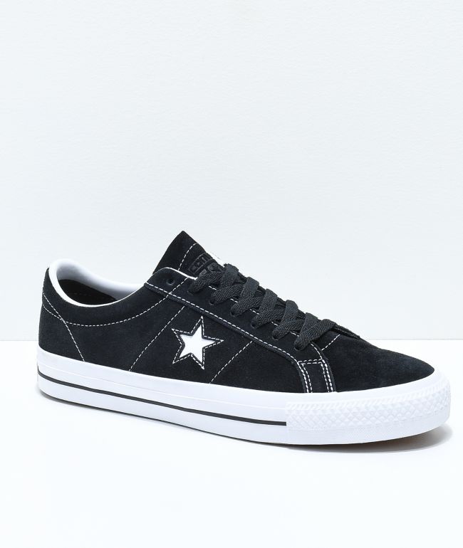Converse One Star Pro Suede Black & White Skate Shoes | Zumiez