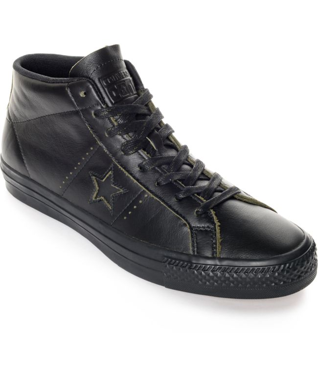 Converse One Star Pro Mid Black Leather 