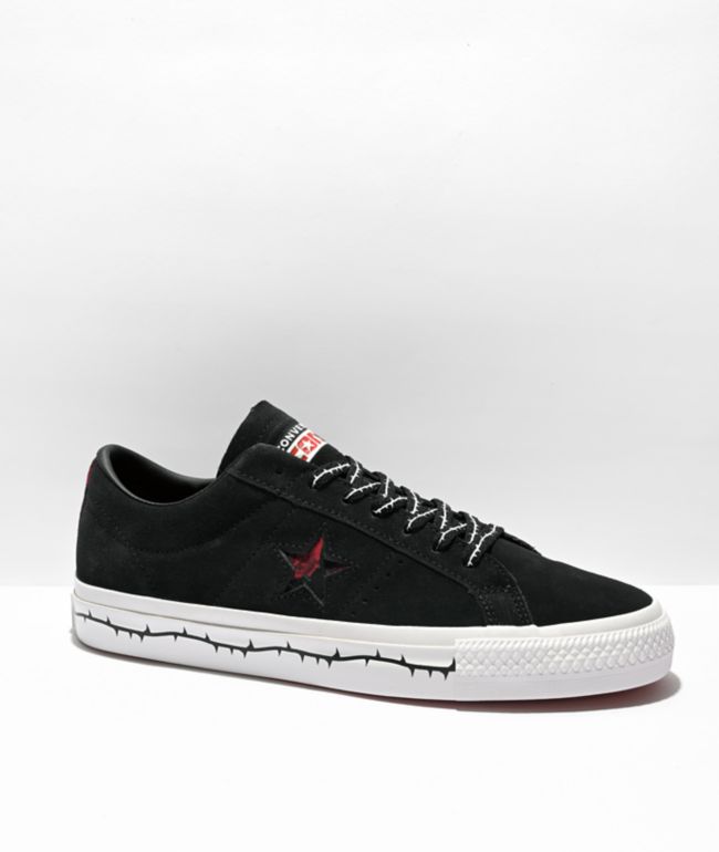 Converse One Star Much Black & Red Suede Skate Shoes