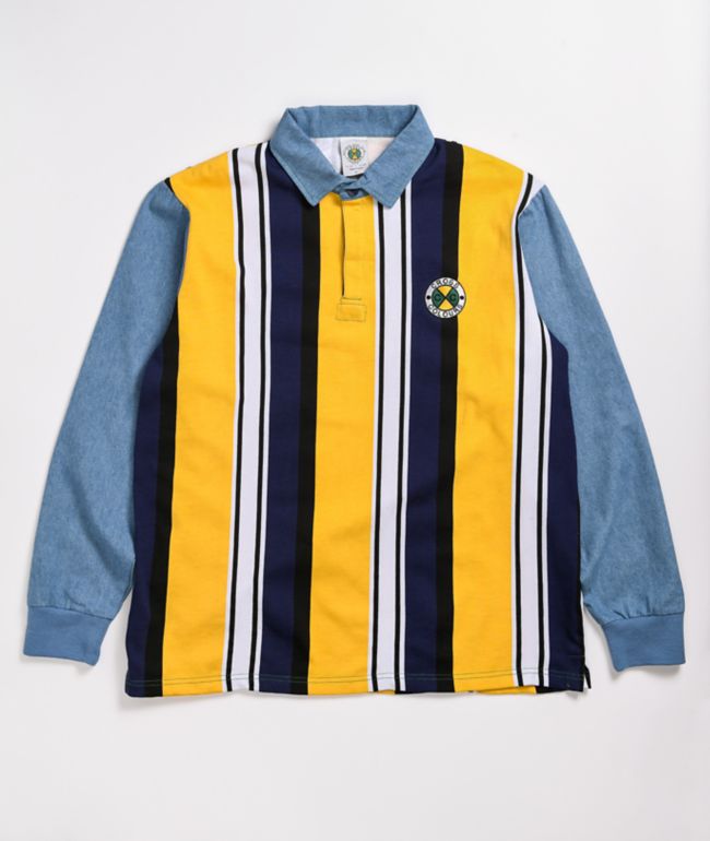 Cross Colours Blue Yellow Stripe Long Sleeve Rugby Shirt Zumiez
