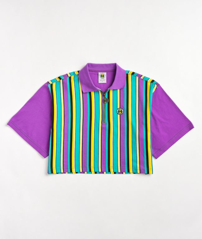 Cross Colours Multi Stripe Zip Polo Shirt