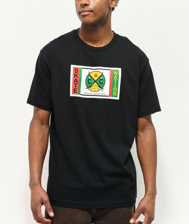 Cross Colours x Skate Nation Ghana Label camiseta negra
