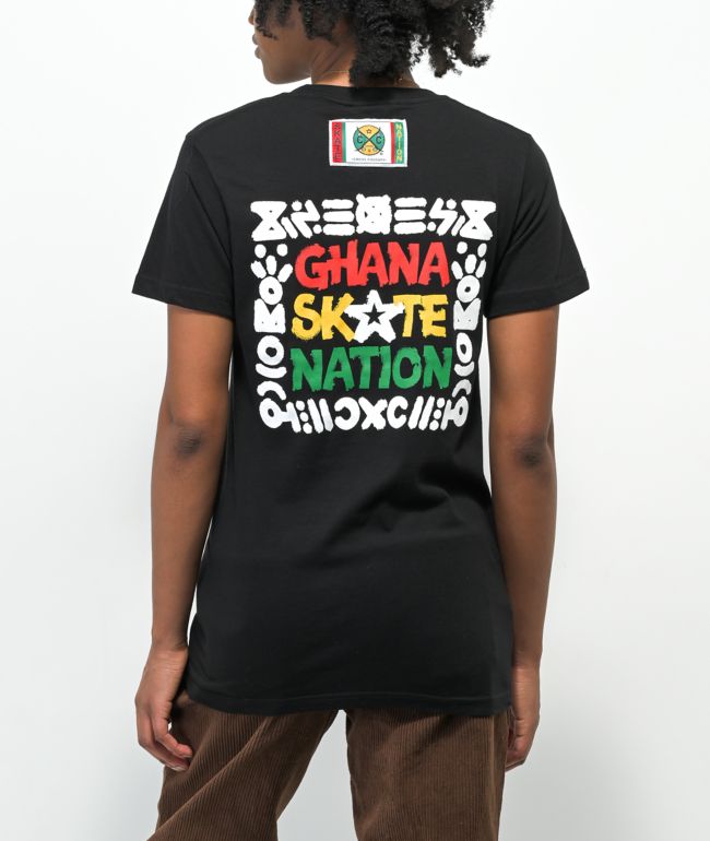 Cross Colours x Skate Nation Ghana camiseta negra con estampado tribal