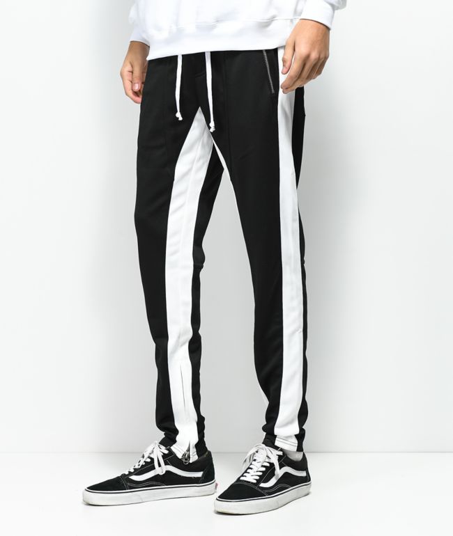 black and white track pants