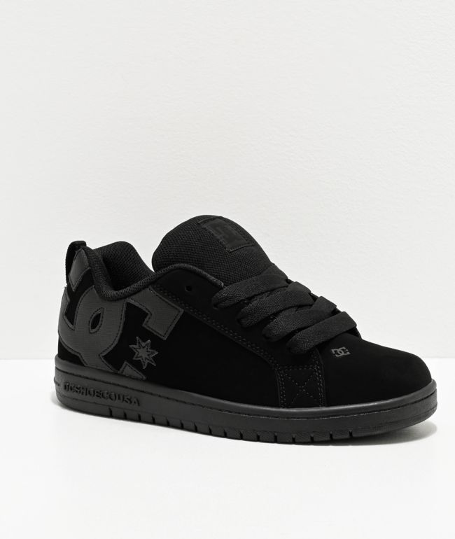 dc court graffik all black skate shoes