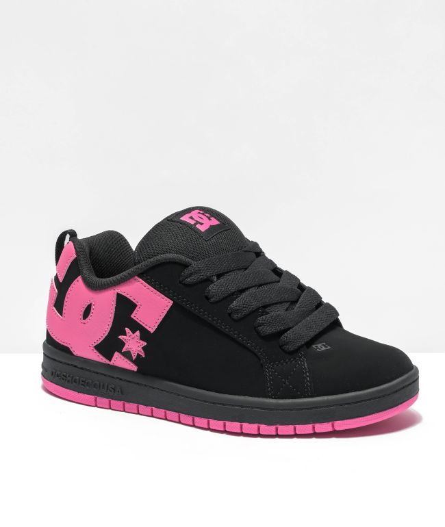 DC Court Graffik zapatos de skate negros y rosa eléctrico