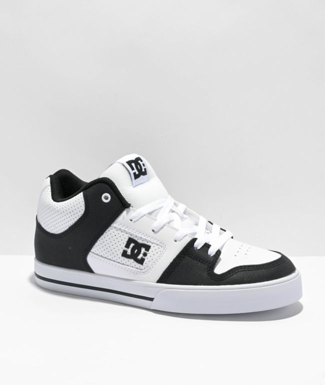 DC Pure Mid zapatos de skate negros y blancos 