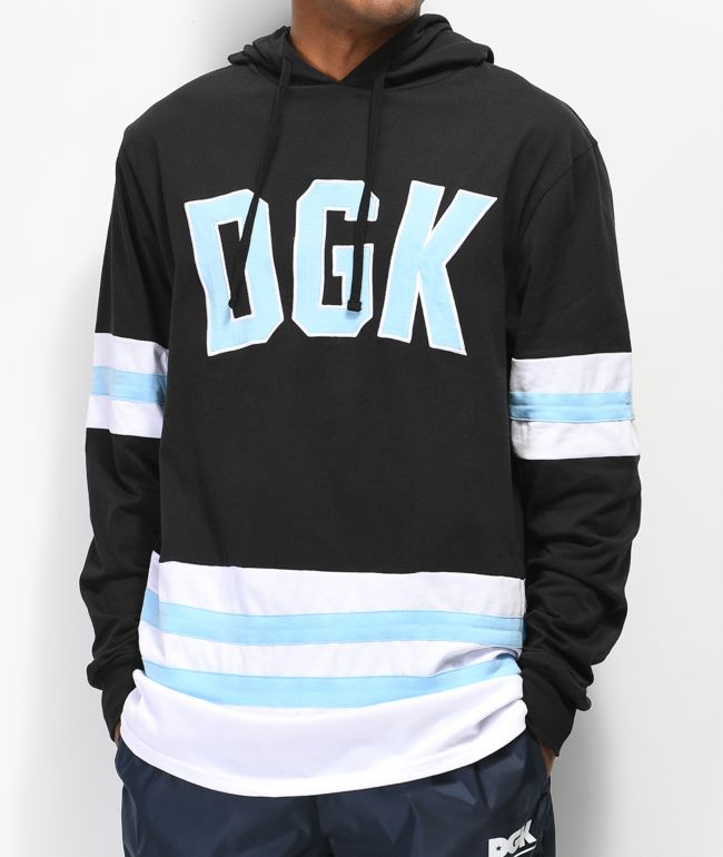 DGK Hockey Black, Mint Blue & White Long Sleeve Hoodie