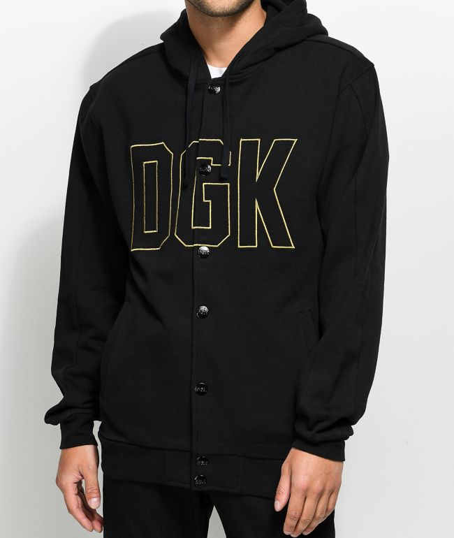 black snap on hoodie