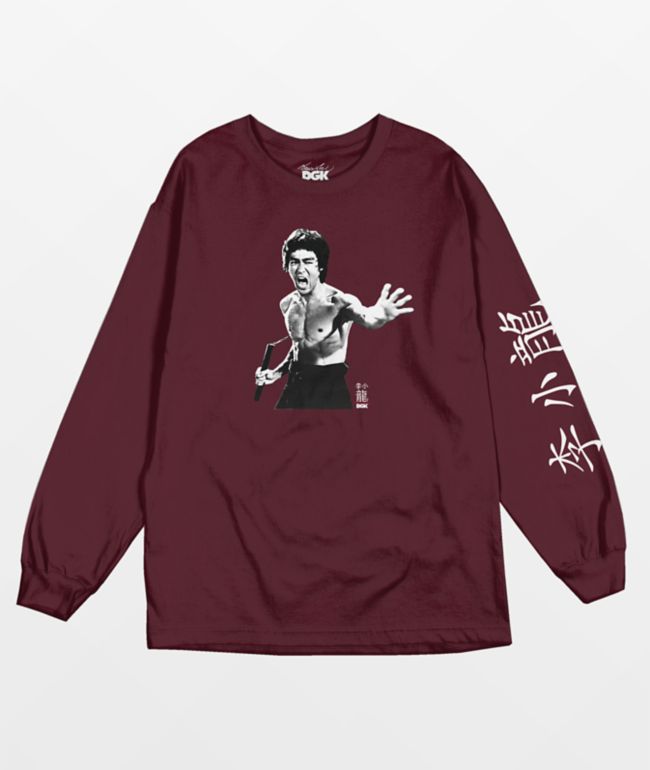DGK x Bruce Lee Fierce Burgundy Long Sleeve T-Shirt 