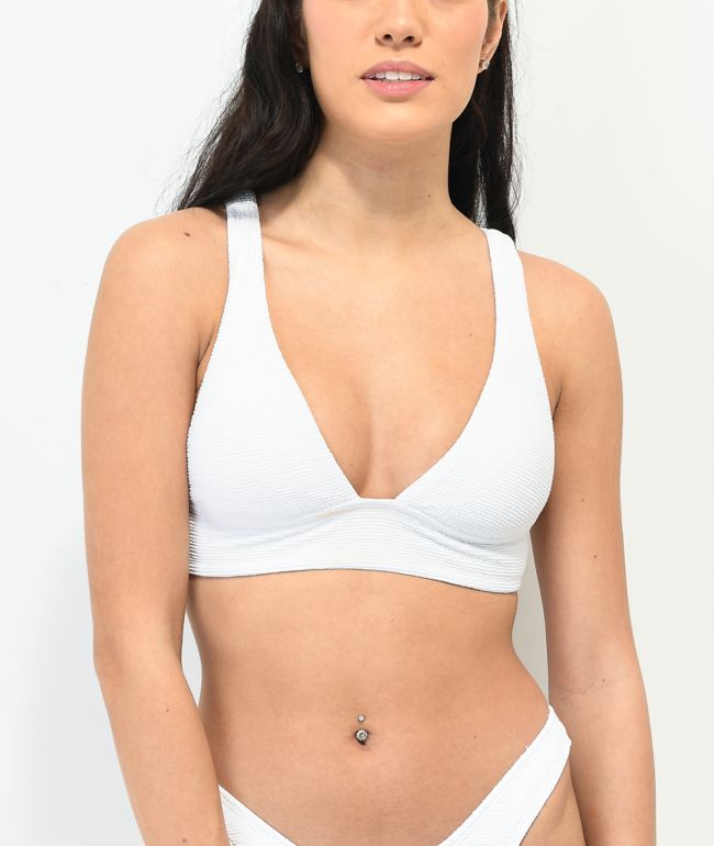 Damsel top de bikini deportivo blanco acanalado