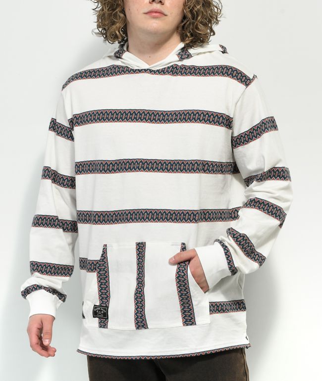 Dark Seas Rubuston Burgundy & White Hooded Long Sleeve