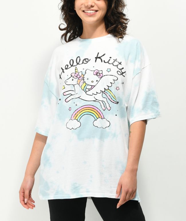 Desert Dreamer x Hello Kitty Unicorn Blue Tie Dye T-Shirt