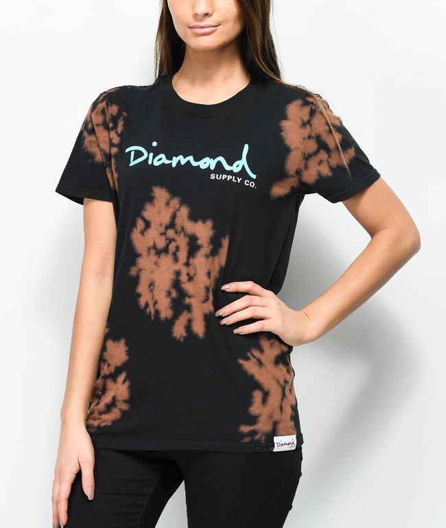 Diamond Supply Co Og Script Black Brown Tie Dye T Shirt
