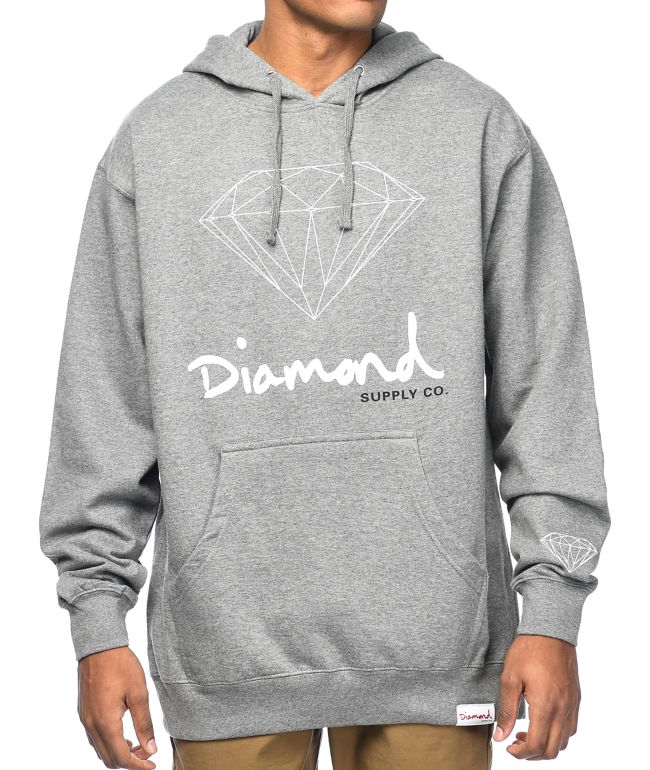 Diamond supply co grey hoodie Clearance
