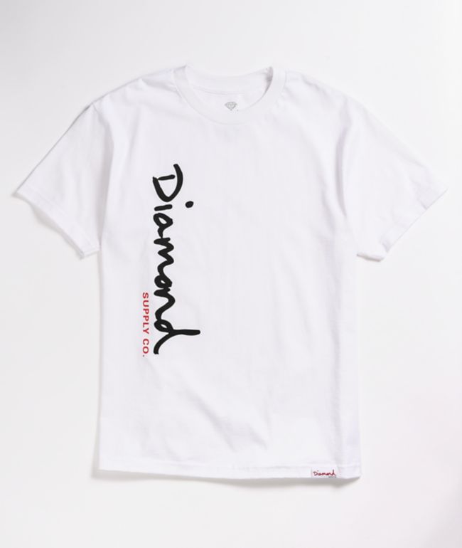 Diamond Supply Co Vertical Og Script White T Shirt Zumiez