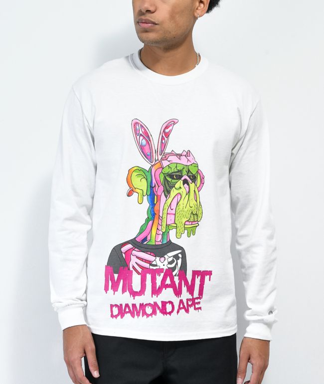 Diamond Supply Co. x Ape Mutant Ape Bunny Camiseta de manga larga blanca