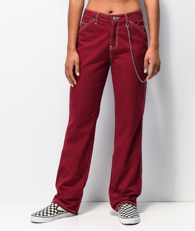 womens red dickies pants