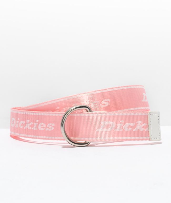 Dickies Logo Pink & White D-Ring Belt