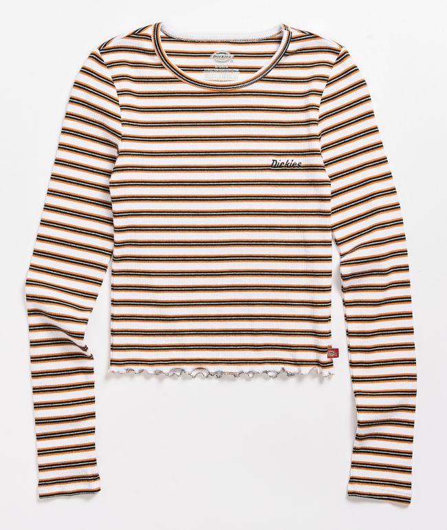 Dickies Stripe Rust Crop Long Sleeve T-Shirt