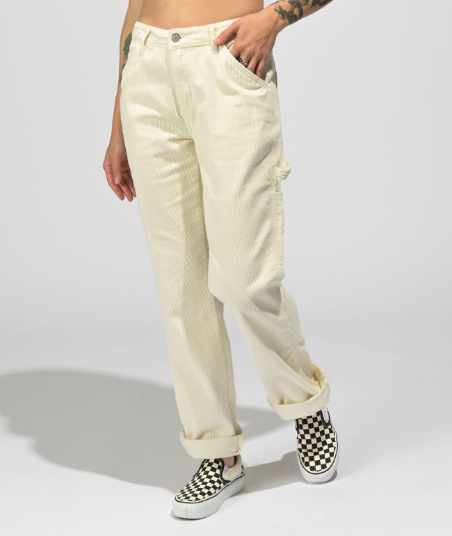 Dickies pantalones de carpintero de pana color crema