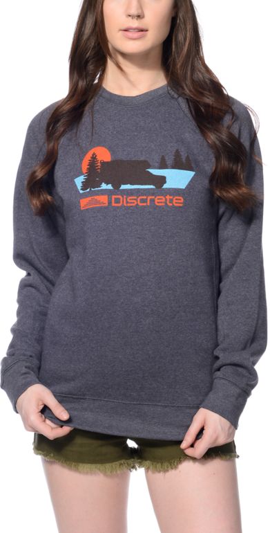 Download Discrete Roam Heather Blue Crew Neck Sweatshirt | Zumiez