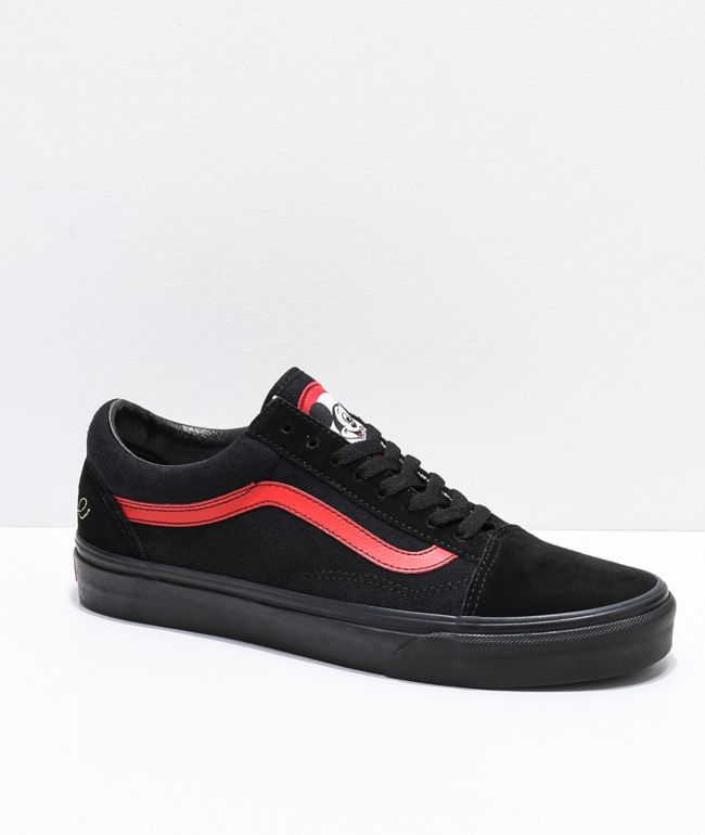 red and black mickey mouse vans