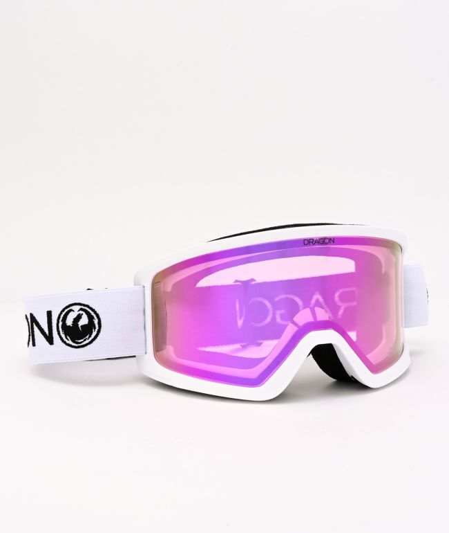 Dragon DX3 OTG White & Pink Ion Snowboard Goggles