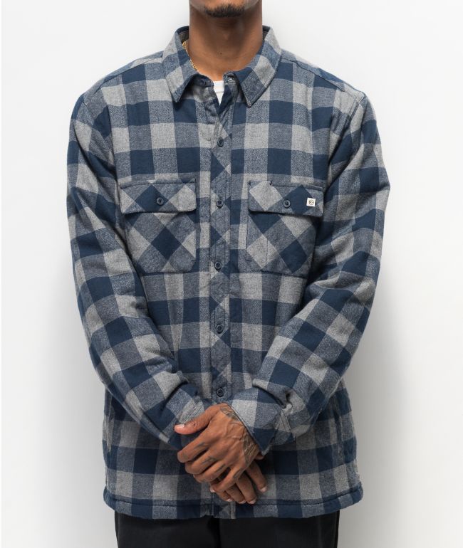 Dravus Blue & Grey Sherpa Flannel Shirt