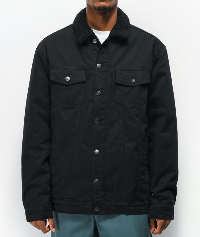 patched sherpa trucker jacket