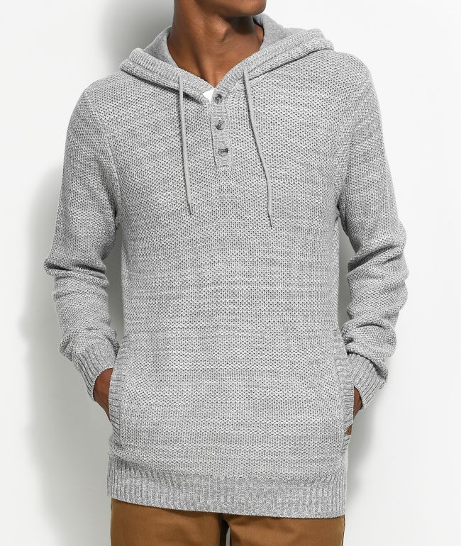 grey knit hoodie