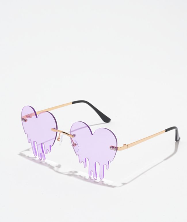 Dripping Hearts Purple & Gold Sunglasses