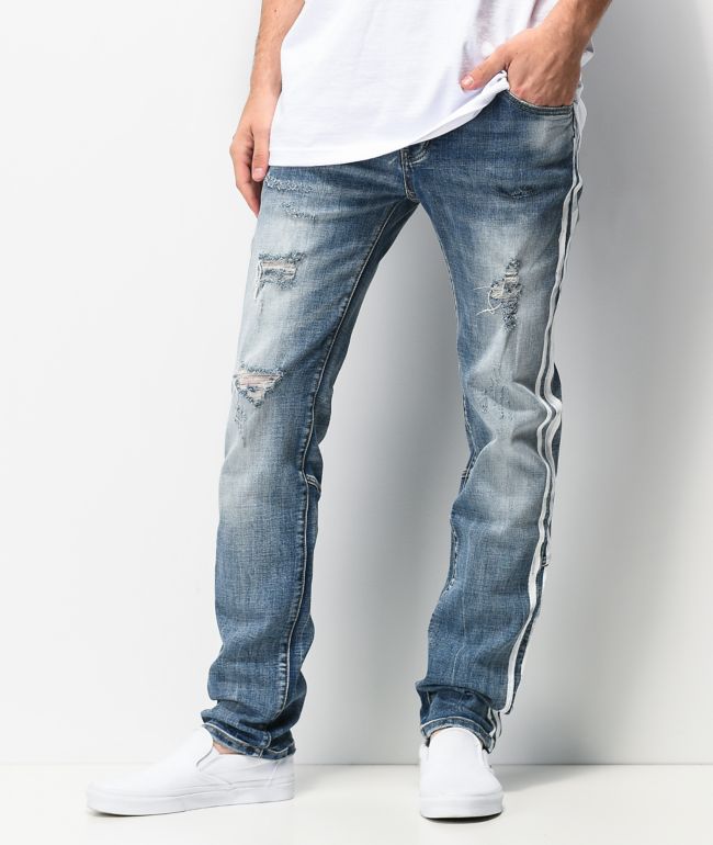 blue distressed skinny jeans