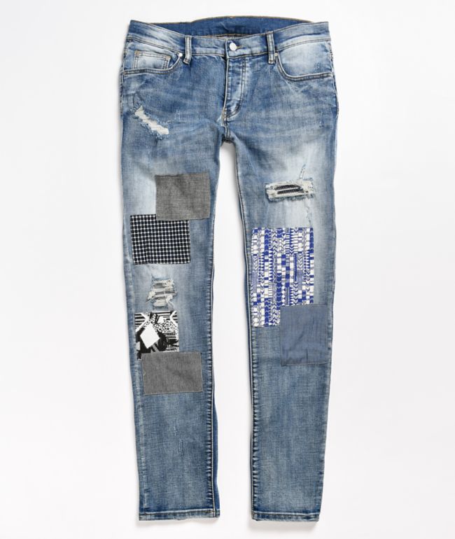patchwork skinny jeans