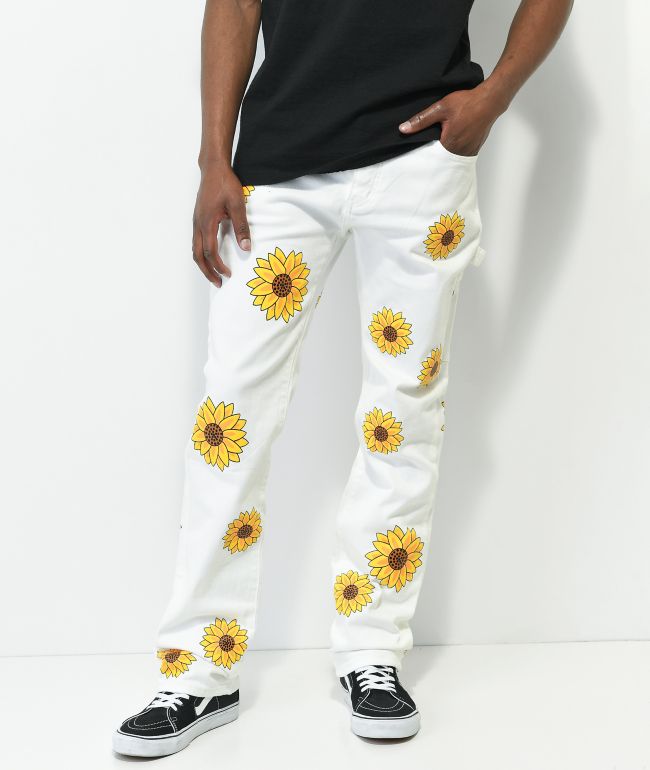 Dript Denim Sunflower Jeans ajustados estilo carpintero blancos