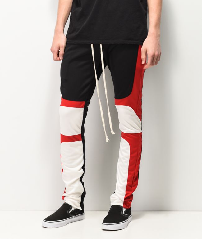 track pants red and black